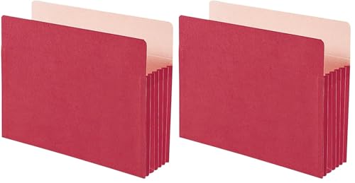 Image of Smead File Pocket, Straight-Cut Tab, 5-1 /4 inch Expansion, Letter Size, Red, 10 per Box (73241) (Pack of 2)