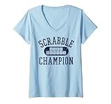 Womens Scrabble Word Genius Scrabble Champion V-Neck T-Shirt