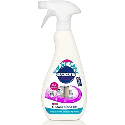 EcoZone Ultra Shower Cleaner, 3-in-1 Anti-Bacterial De-Scaler & Anti Mould Polish, Cleaning Spray & Leave Formula, High Shine Finish, Natural Vegan & Non Toxic, Plant Based & Cruelty-Free (500ml) Cover
