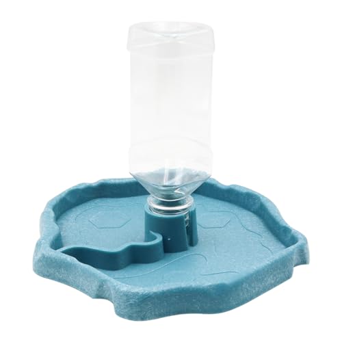 ZONADAH 2-in-1 Automatischer Reptilien-Futterspender, Wasserspender für Schildkröten, Wasser-Futternapf, Spender, Tränke, Futter-Wassernapf für Eidechsen, Schildkröten, Geckos, Chamäleons, Blau