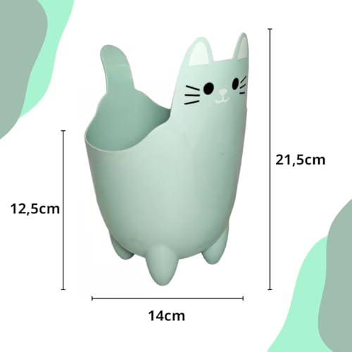 Mini Lixeira Porta Treco Gatinho Mesa Quarto Multiuso Lixo Cesto Organizador Adulto Infantil Lapis M