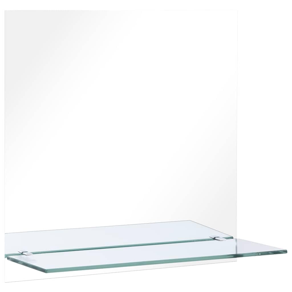 vidaXL Wall Mirror with Shelf Living Room Cosmetic Bathroom Makeup Vanity Decoration 60x60cm Tempered Glass