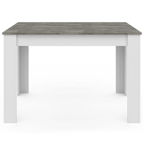 IDMarket - Rechteckiger Esstisch ROZY 4 Personen weiß Tischplatte Betoneffekt 110 cm