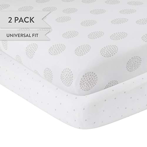 Ely's & Co. Crib Sheet 2-Pack Combed Jersey Cotton For Baby Boy Or Baby Girl (Grey Dottie) #TOP1