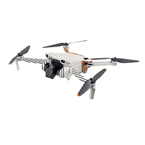 Image of MightySkins Carbon Fiber Skin Compatible with DJI Mini 3 - Neutral Stripes | Protective, Durable Textured Carbon Fiber Finish | Easy to Apply