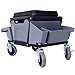 SRECELL Rolling Garage Mechanic Stool with Wheels, 330 LBS Capacity Shop Creeper Seat with Drawer & 2 Removable Tool Trays, Heavy Duty Workshop Chair for Auto Repair & Car Detailing,Black & Gray