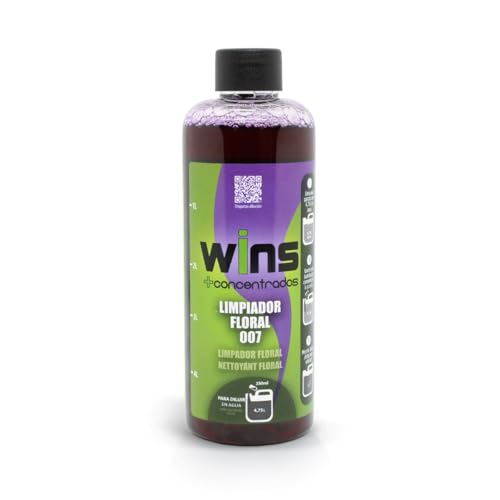 VINFER- WINS 007- Limpiador Floral Concentrado 250 ml | Rinde 5 Litros | Detergente Multiusos con Fragancia Floral Duradera | Limpieza Diaria de Suelos y Superficies | 100% Made in Spain