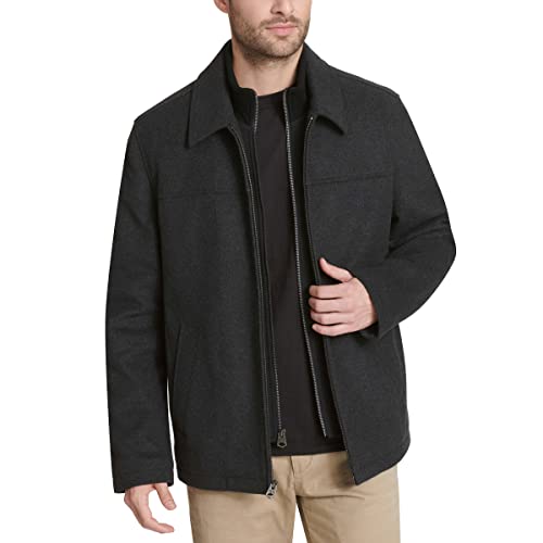 Image of DOCKERS Men's Wool Blend Zip Up Jacket With Quilted Bib
