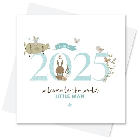 Born In 2025 Baby Boy Card Cover