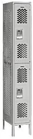 Salsbury Industries Assembled 2-Tier Vented Metal Locker with One Wide Storage Unit, 6-Feet High by 12-Inch Deep, Gray