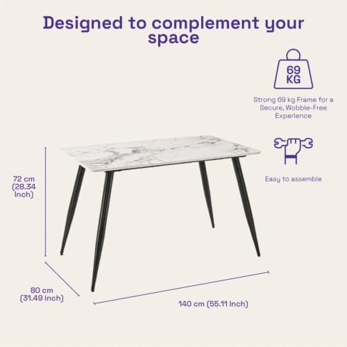 Image of Wakefit Santol Dining Table - Black Tinted Glass - 4 Seater I Round Toughned Tinted Glass | Black