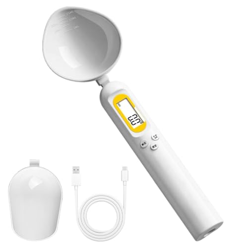 Holdes Balance à cuillère, avec écran LCD rechargeable et plage de mesure de 0,1 à 500 g – Avec affichage d'échelle et conversion d'unités | Pour mesurer la pâtisserie, la cuisson, la poudre d'épices