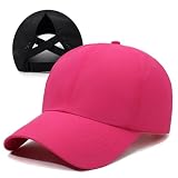  MAZELIKEHOOD Gorra de béisbol ajustable para mujer con agujero para pony, gorra de sol clásica, cómoda y ligera, para el día a día, compras, actividades al aire libre, Rosa, Talla única