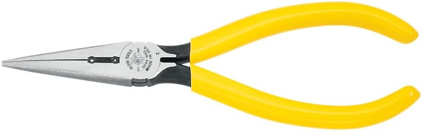 Klein Tools D203-6H2 Long Nose Side-Cutter Stripping Pliers, Induction Hardened and Heavier For Increased Cutting Power, 6-Inch