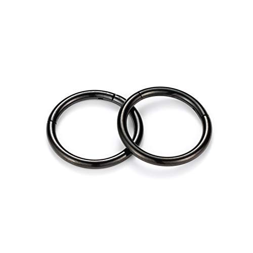 Gagabody 2Pcs 7Mm Nose Hoop 14 Gauge Earrings Helix Earring Tragus Earring Daith Earrings Nose Ring Hoop 14G Nose Rings Cartilage Earring Rook Earring Black Nose Piercing Jewelry Septum Clicker Septum Ring thumb #1