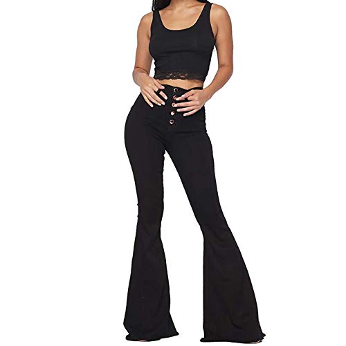 Ghemdilmn Damen Stretch Schlaghose Wide Leg Jeans Damen Jeans High Waist Solid Jeans Casual Pants Jeans Leggings Damen Flared Jeans Hose Damen Jeanshose Stretch Cover