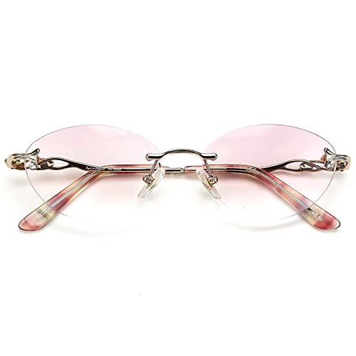 Gafas de lectura multienfoque progresivas sin montura para mujer, estilo retro, con patillas recortadas (color: morado, tamaño: 3,0 x)