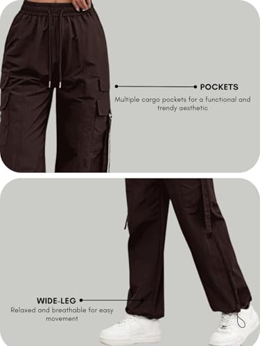 Image of Leriya Fashion Cargo Pants For Woman | Trousers For Womans |High Waist PolyCotton Trouser for Women - Flared Parachute Pants with Side Pockets |Womens Cargo Pant | Track Pant For Womans |Elegant for College & Events (Available in Plus Size)