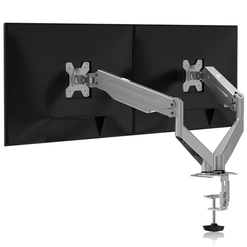 Image of Suptek Dual Monitor Mount Stand-Height Adjustable Gas Spring Monitor Arm Desk Mount for 2 Computer Screens 17 to 32 inches - Each Arm Holds up to 22lbs,Silver(MD8SPS)