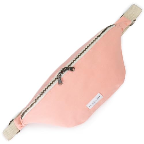 Image of The Peacock Crew Canvas Crossbody Sling Bag for Men & Women - Adjustable Strap, Dual Zippers Left /Right Handed, Secure Everyday Travel Fanny Pack Shoulder Pouch, Trekker Blush Pink, 14.5 x 6.3 x 3.6