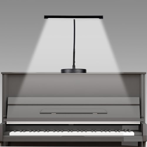 CIVHOM Piano Light, 16\'\' Head, 20\'\' Neck, Adjustable Height and Direction, Music Stand Light, LED Piano Lamp, 3 Color Modes, 10 Brightness Levels, Metal, Black