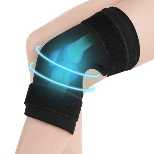 ABUBU Genouillère en gel pour thérapie par le froid et la chaleur, réutilisable, blessures et douleurs au genou, entorses, arthrose, ménisque, lycra, doux