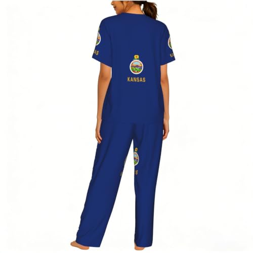 Pyjama court femme imprimé Kansas pour vêtements de détente