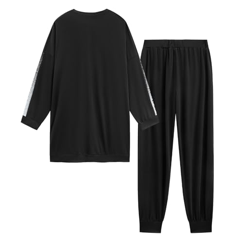 Womens Muslim Tracksuit Set Crew Neck Sweatsuits Simple Training Dubai Style Sweatpants2