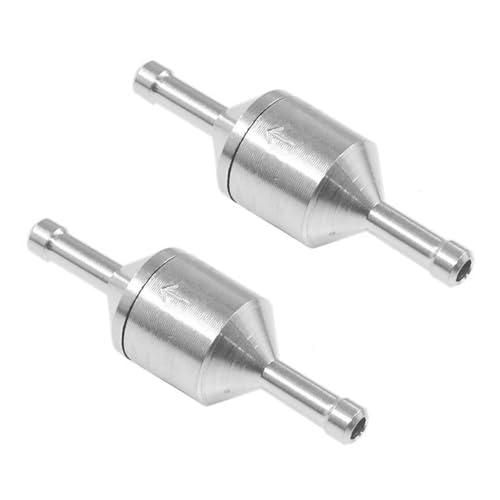 Nicear Válvula de combustible unidireccional de aluminio de 4 mm, 2 unidades, válvula de retención antirretorno, adecuada para gasolina, diésel, aceite y agua, para sistemas de baja presión de