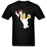 Men's Wantai Droopy Dog Holding Cup Custom Cool Tee Shirts T-Shirts Black 3XL