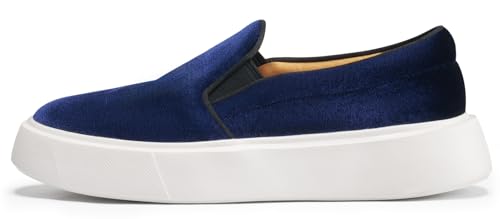 Image of Journey West Women's Fashion Velvet Sneakers with Embroidery Comfortable Slip-On Work Shoes for Women