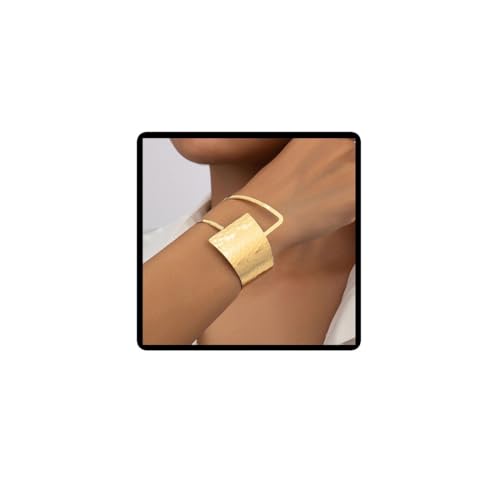 Danshinbow Vintage Metal Oro amplia cara pulseras pulsera suave desmontable geométrica Hollowing Out joyería de la mano para las mujeres, Talla única, Metal, No es una piedra preciosa