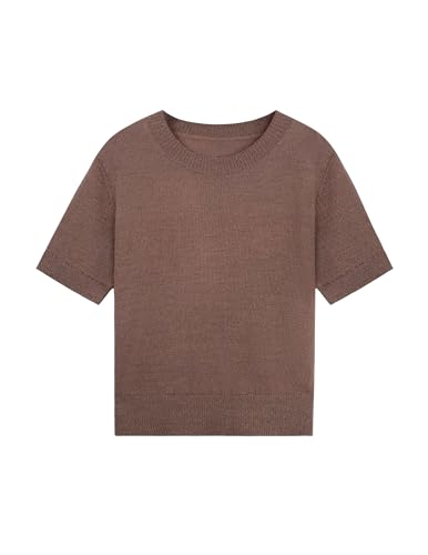 Womens Cropped Short Sleeve Sweater Fall 2025 Crewneck Sheer Knit Tops - Lightweight, Thin, Crop, Slim Fit4