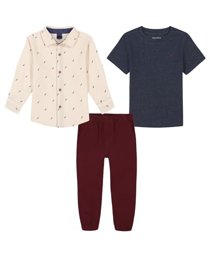 Image of Nautica Baby Boys' 3pc Woven Shirt /Tee /Woven Jogger Set
