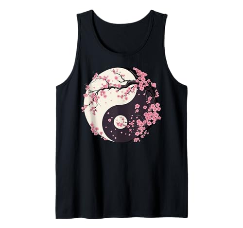 Cherry Blossom Yin Yang Tree of Life Moon Sun Duality Camiseta sin Mangas