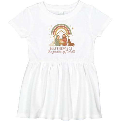 inktastic Matthew 1:21 Nativity Scene The Greatest Gift of All Infant Dress 24 Months White 47145