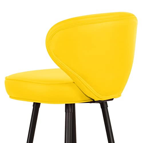 Magshion Shell Back Leather Counter Height Bar Stool Low Back Chair Cushion Padded Seat For Kitchen Home Bar Pub Living Room Dining Room Set Of 2 (Yellow) #TOP6