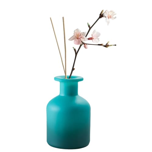 QUUPY Flacon diffuseur en verre décoratif pour aromathérapie, parfum, huiles essentielles et bâtons de rechange Dégradé bleu 150 ml