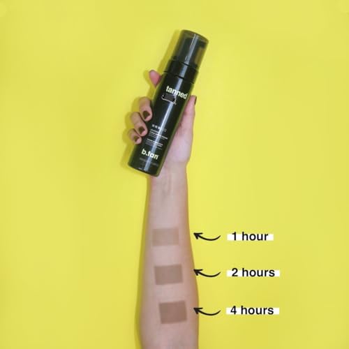 Image of b.tan Travel Size Dark Self Tanner Kit | Get Tanned Mini Bundle - Dark Fake Tanning Mousse with Mitt Applicator, 1 Hour Express Sunless Foam, Best Fast Bronzing Glow, Vegan, Cruelty Free, 3 Fl Oz