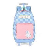 Mochila com Rodinhas e Alças Stitch Azul Quadriculado MC47736SC0200 Luxcel