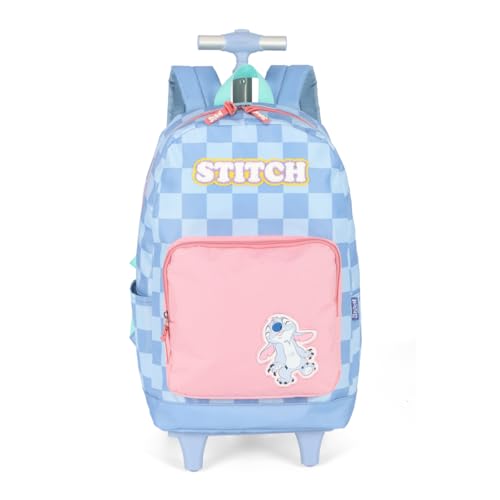 Mochila com Rodinhas e Alças Stitch Azul Quadriculado MC47736SC0200 Luxcel