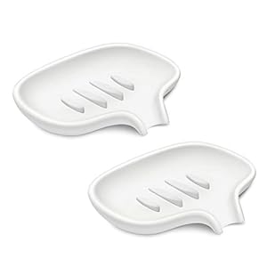 SUBEKYU Silikon Seifenschale mit Abtropfschale Weiß 2er-Pack