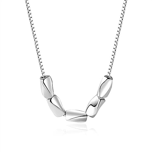 FIONEL Necklaces for Women S925 Silver Bean Necklace, Women's Millet Bead Fine Collar Chain Fashion Jewelry Silver Jewelry Gifts for Mom, Wife, Friends