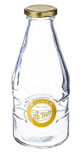 Kilner Clip Top Glass Bottles Milk Bottles Gin Perfume Bottles Carafe Clip Top (568ml Milk Bottle, Set of 5)…