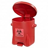 Eagle Biohazard Trash Can, Self-Closing Lid, 6 Gallon, Made in the USA, Red