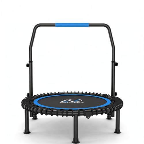 Image of ANCHEER Rebounder Trampoline 40 inch /48 inch Bungee Rebounder with 4-Level Adjustable Handle, Max 400-450 LBS Heavy-Duty Fitness Trampoline, Waterproof UV-Resistant Indoor Outdoor Exercise Trampoline