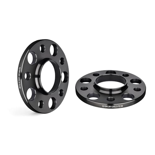 EVIL ENERGY 5x120 Wheel Spacers 12 mm Compatible with BMW, 5x120 mm Hubcentric with Lip 5 Lugs 72.56 mm Hub Bore, Wheel Spacer Fit for M12x1.5 Studs Black 2 pcs, No Bolts Included