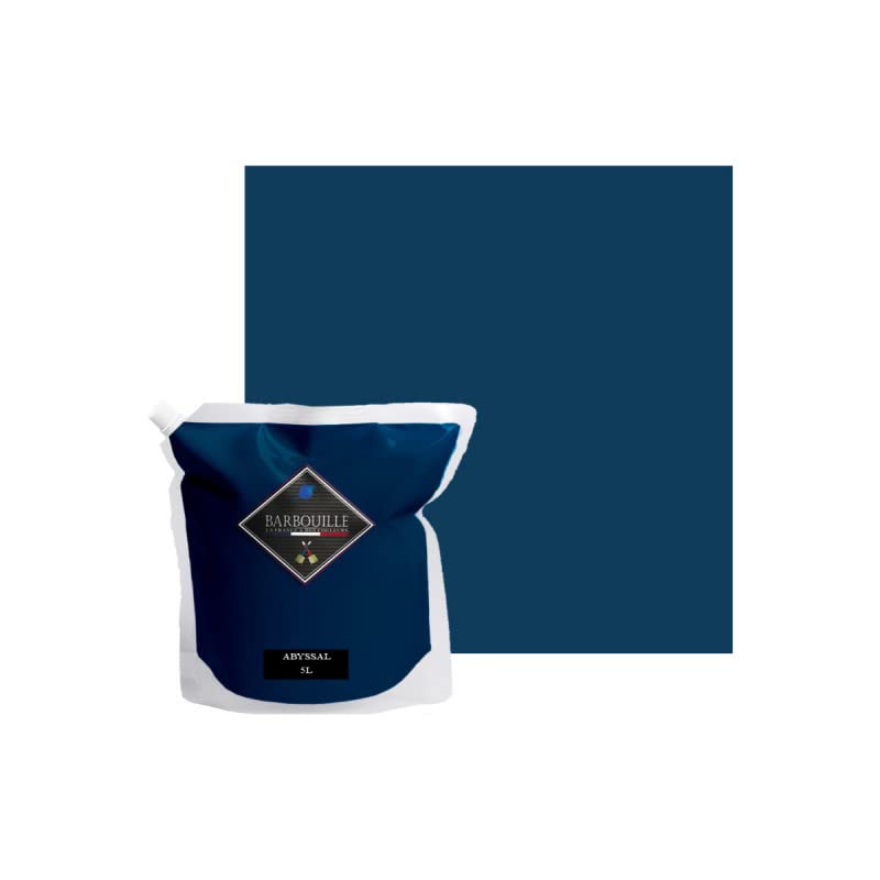 Peinture Acrylique Bleu Profond Abyssal - Aspect Satin - Peinture Mur, Plafond, Boiserie & Balcon -Lessivable- Séchage En 30 min - COV A+ -Fabriquée En France- 5 L - BARBOUILLE