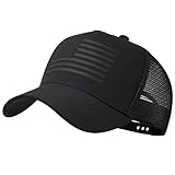 IIN American Flag Mesh Baseball Cap, Patriotic Trucker Hat for Men Women, Quick-Dry Breathable Design, Adjustable Snapback Black/Black