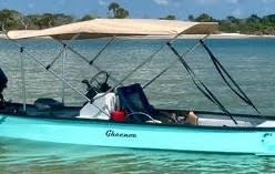 Beige Sun Shade/Canopy Bimini Top for Gheenoe, Complete Kit, Frame, Canopy, Hardware, Boot, Rear Support Poles, Perfect Shade Solution, Fully Convertible Bimini Top